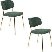 Housecraft Living Jolien Eetkamerstoelen Goud/ Dondergroen - Set van 2