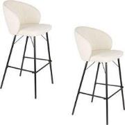 Housecraft Living Joa Barkrukken met rugleuning Bouclé Wit - Set van 2