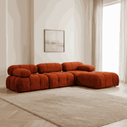 Modulaire XXL hoekbank met hocker Oranje rood Stof Bubble