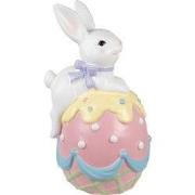 Clayre & Eef Decoratie Beeld Konijn 32x28x55 cm Wit Roze Keramisch mat...