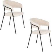 Housecraft Living Zeri Eetkamerstoelen armleuning Off white/ Zwart - S...