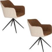 Housecraft Living Daley Eetkamerstoelen Beige/Bruin - Set van 2