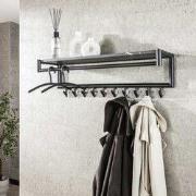 Kapstok Kimi 10-Haaks Zwart Ceramic - Met Roede en Hoedenplank