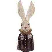 Clayre & Eef Beeld Konijn 42 cm Wit Goudkleurig Polyresin