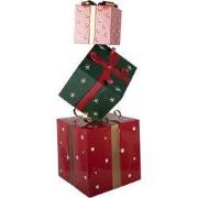 Clayre & Eef Kerstdecoratie Beeld Cadeau 36x36x90 cm Rood Groen Metaal