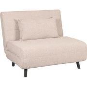 LABEL51 Slaapbank Single - Naturel - Boucle - Single | Zwarte Poot