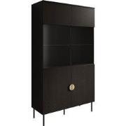 Meubella - Vitrinekast Monor - Zwart eiken - 107 cm