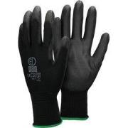 Werkhandschoenen 12 paar met PU coating zwart Maat XXL