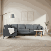 Hoekbank Donker grijs gecapitonneerd Tempo links