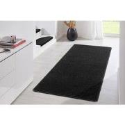 Loper Uni Laagpolig Effen Vloerkleed - Fancy - Zwart - 80x300 cm