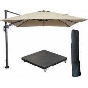Hawaii zweefparasol 300x300 cm carbon black / taupe met verrijdbare pa...