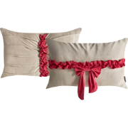 BELLE - Sierkussen set van 2 - Beige/Rood - Fluweel