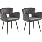 SANILAC - Eetkamerstoel set van 2 - Donkergrijs - Fluweel