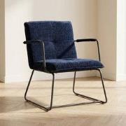 Moderne fauteuil donkerblauw chenille stof Hailey