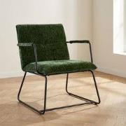Moderne fauteuil Donkergroen chenille stof Hailey