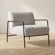 Moderne Fauteuil Eti Grijs Stof - Zwart Frame
