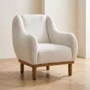 Scandinavische fauteuil Crème gemêleerde chenille stof Rens