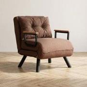 Landelijke slaapfauteuil Koper Bruin stof linnen look Sando