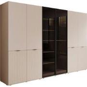 Meubella - Kledingkast Shelton - Beige - 303 cm - Met glas