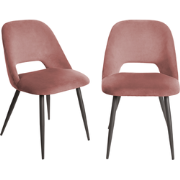 Lot de 2 chaises de séjour en tissu avec piètement en métal noir L58 c...