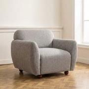 Japandi fauteuil lichtgrijs textuur stof Eddy
