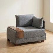 Moderne Fauteuil Grijs Stof Fly - Rechts - Met Houten Tafeltje