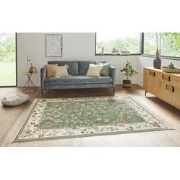 Klassiek Vintage vloerkleed - Laagpolig - Naveh - Franjes - Groen - 19...