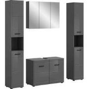 Badkamercombinatie SOFT - grijs hoogglans - grijs (4-delige set)