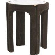 Light&living Bijzettafel Ø45x50 cm ALI hout grijs-d bruin+travertin za...