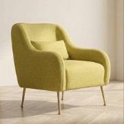 Moderne fauteuil Geel stof met gouden poten Sevilla