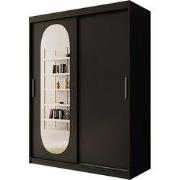 Meubella - Kledingkast Bodhi - Zwart - 150 cm - Met spiegel