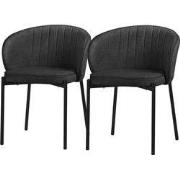 Set van 2 eetkamerstoelen met rugleuning & armleuning antraciet met me...
