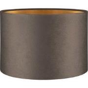 Fluweel - Velvet Lampenkap - Cilinder - Grey + goud - Luxe stijl - ø30...