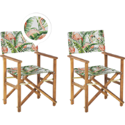 CINE  - Tuinstoel set van 2 - Groen/Hout/Flamingo - Polyester