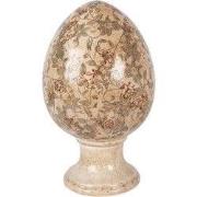 Clayre & Eef Decoratie Beeld Ei Ø 17x28 cm Beige Keramiek