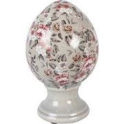 Clayre & Eef Decoratie Beeld Ei Ø 12x19 cm Grijs Keramiek