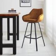 Draaibare Barkruk Cognac Velvet Elise - Met Armleuning - Zithoogte 79 ...