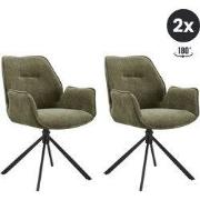 2x Eetkamerstoel Lenny - Stof Mosgroen