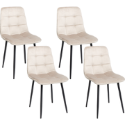 POWELL - Eetkamerstoel set van 4 - Beige - Fluweel