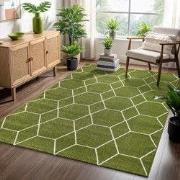 Trellis Uni Effen Laagpolig Vloerkleed Modern Groen- 140x200 CM