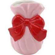 Vase - Bow - Dolomite - Pink/ Red - 11x10x16cm