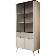Meubella - Vitrinekast Mace - Beige - 90 cm - Met glas