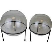 Set van 2 bolvaasjes-20x22cm/15x19cm-Metaal-Zwart-Housevitamin