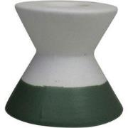 Set van 3 witte Kaarshouders-7x6cm/7x11cm/7x5cm-Keramiek-Wit/Groen-Hou...