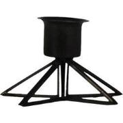 Kandelaar met Glas-7x5cm-Incl. 5 witte kaarsen-Metaal-Zwart-Housevitam...