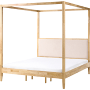 HAILLICOURT - Hemelbed - Lichtbruin - 160 x 200 cm - Rubberhout