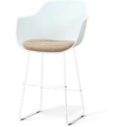 Nino-Liz barkruk wit met nougatbruin zitkussen - wit onderstel - 75 cm