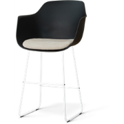 Nino-Liz barkruk zwart met naturelbeige zitkussen - wit onderstel - 75...