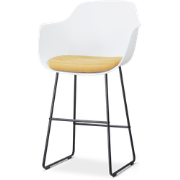 Nino-Liz barkruk wit met warm oker zitkussen - zwart onderstel - 75 cm