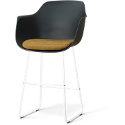 Nino-Liz barkruk zwart met mosgroen zitkussen - wit onderstel - 75 cm